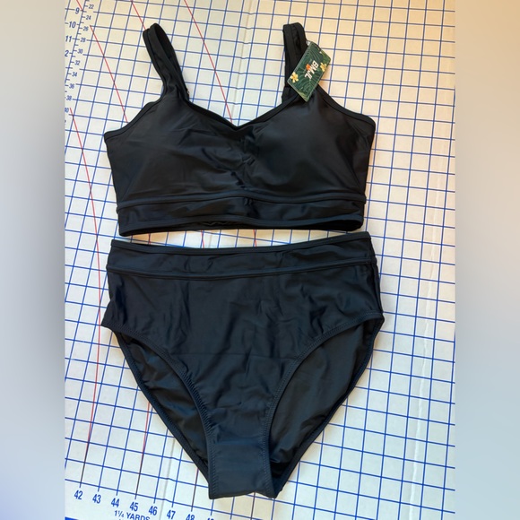 NWT BMJL Black Sporty High Waisted Bikini Two-Piece Cheeky High Cut Size L - Picture 10 of 12